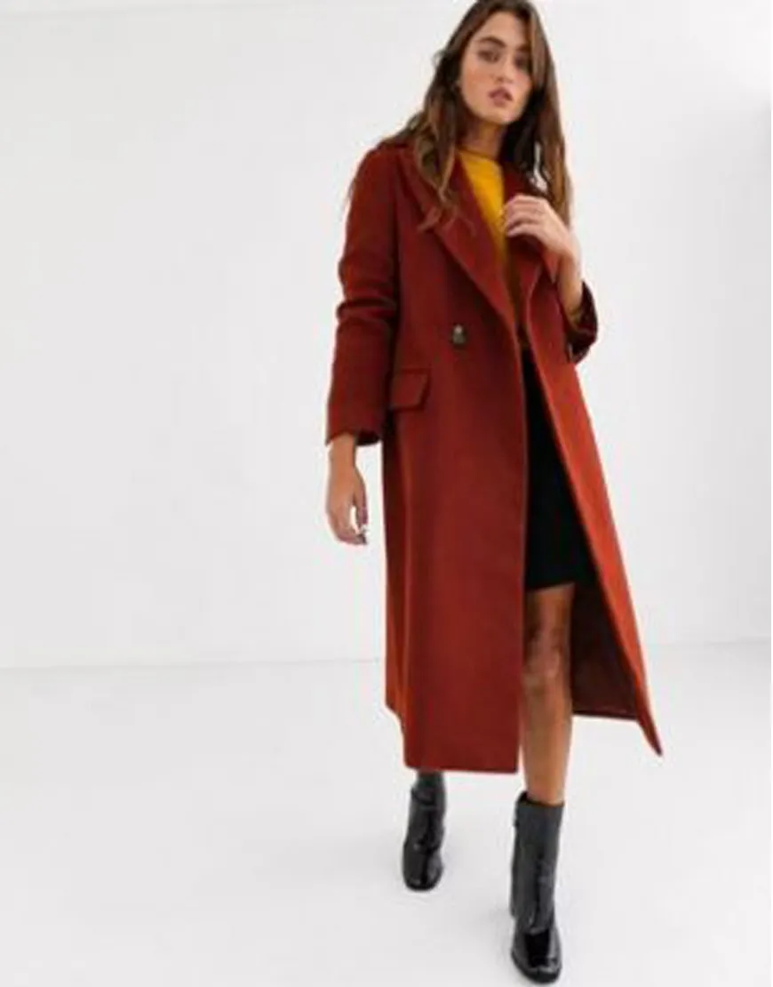 The Turning Kate Red Long Coat | Mackenzie Davis Wool Blend Maxi Coat