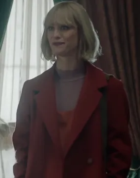 The Turning Kate Red Long Coat | Mackenzie Davis Wool Blend Maxi Coat