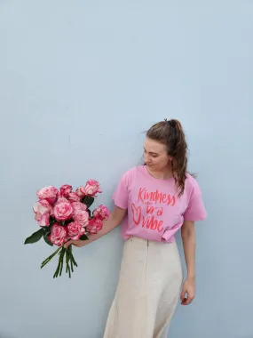 TLB kindness is a vibe CROP tee bubblegum pink