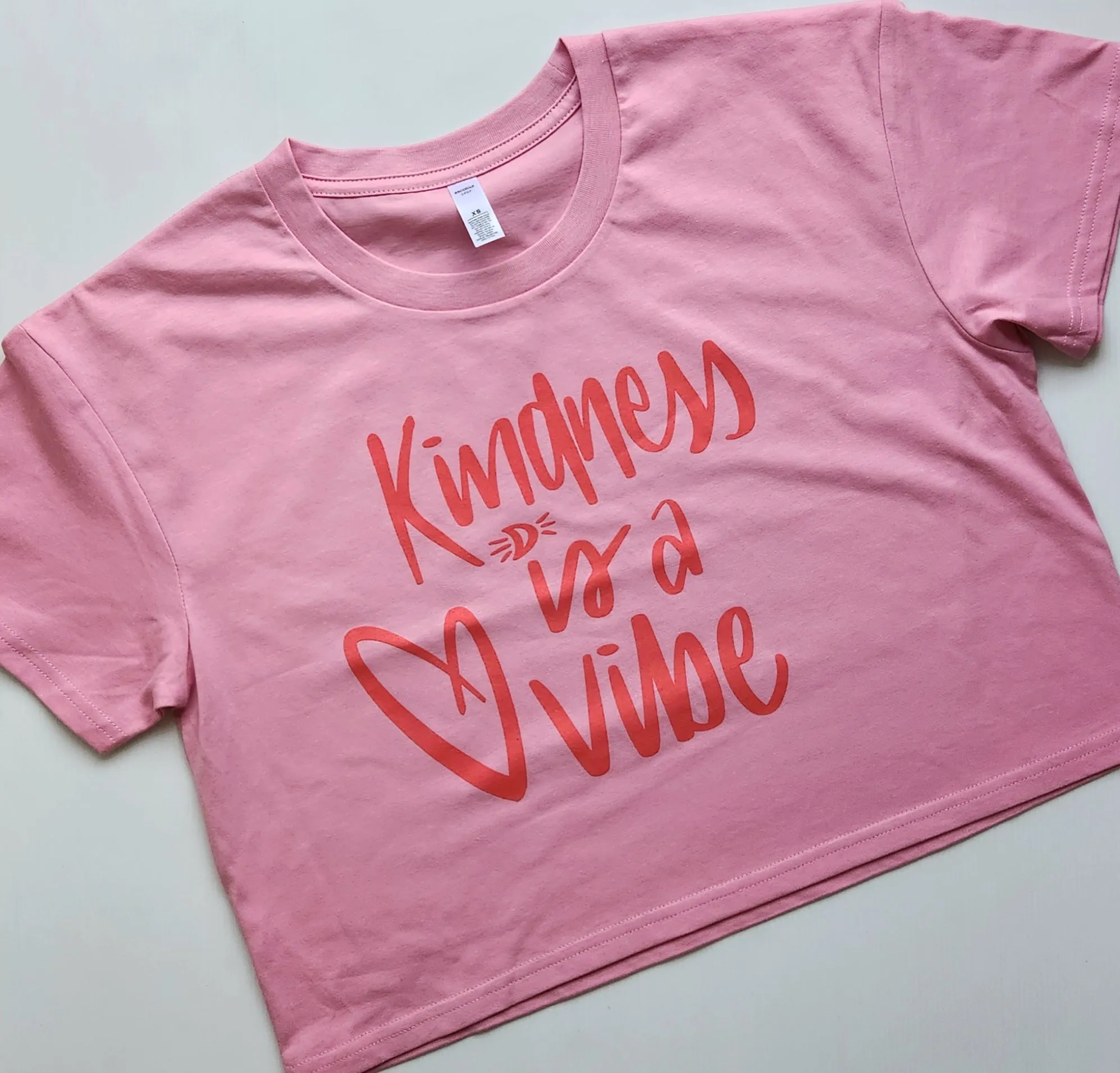 TLB kindness is a vibe CROP tee bubblegum pink