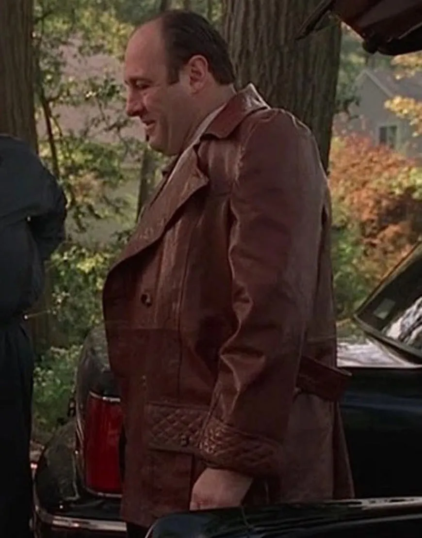 Tony Soprano The Sopranos S02 Coat | Men's Brown Leather Trench Coat