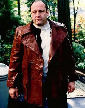 Tony Soprano The Sopranos S02 Coat | Men's Brown Leather Trench Coat