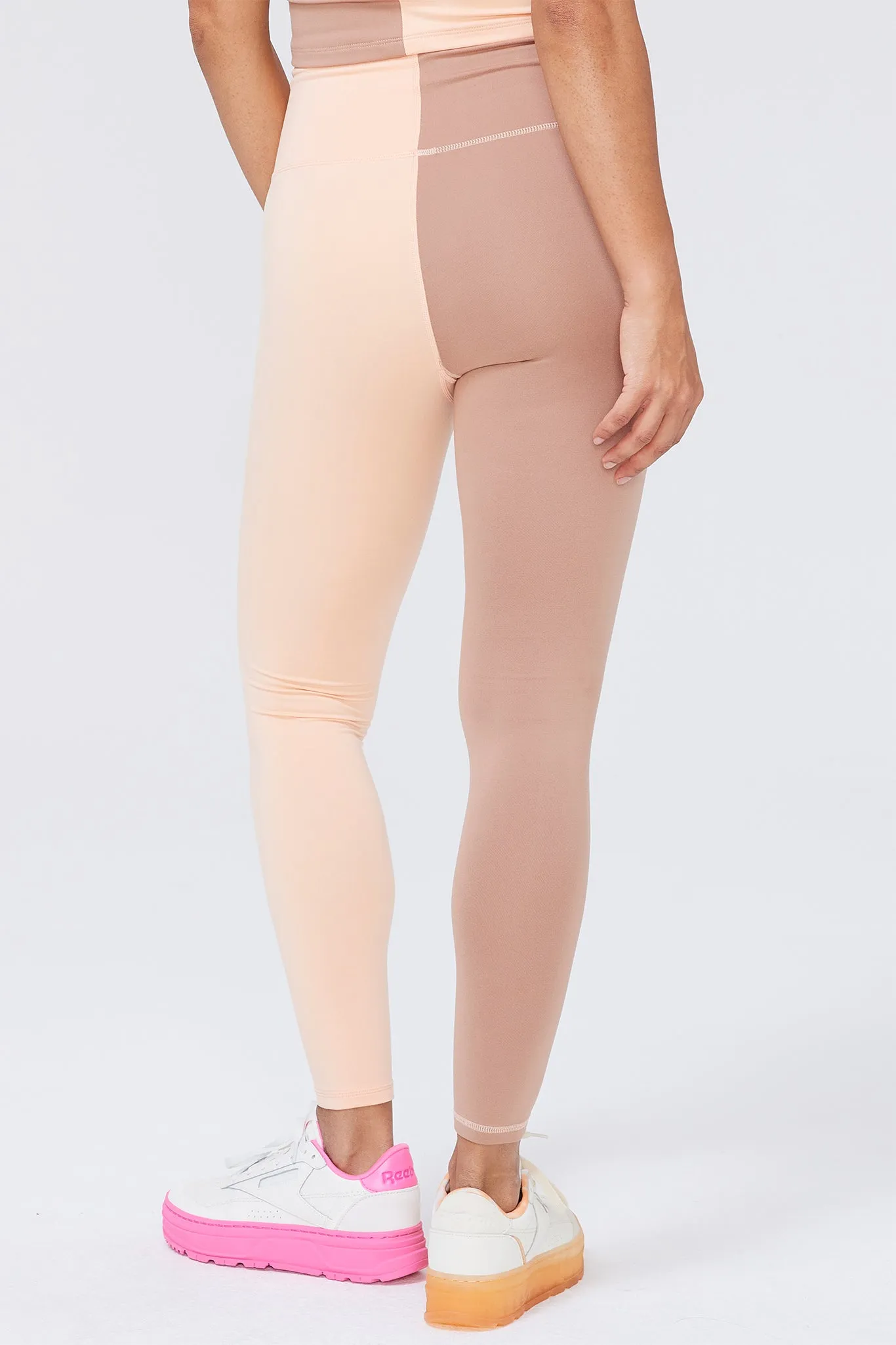 Two Tone TLC Leggings in Apricot and Camel