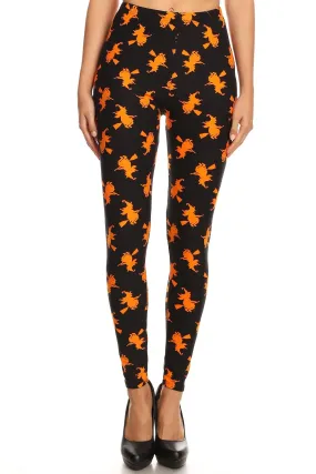 Women's Regular Halloween Witch Pattern Printed Leggings