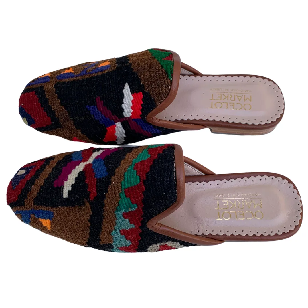 Women's Turkish Kilim Mules | Multicolor Pattern