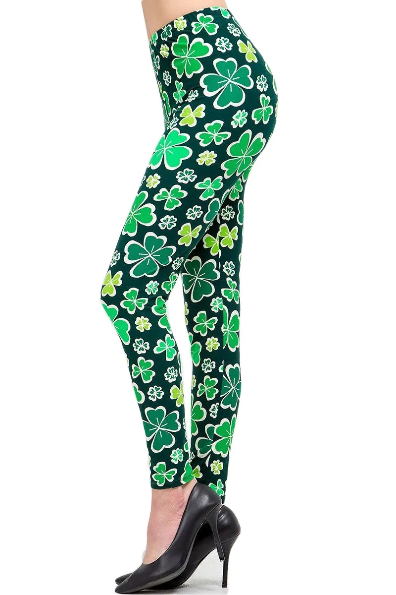 Women's XPlus ST. Patrick's Day Shamrock Clover Pattern Printed Leggings