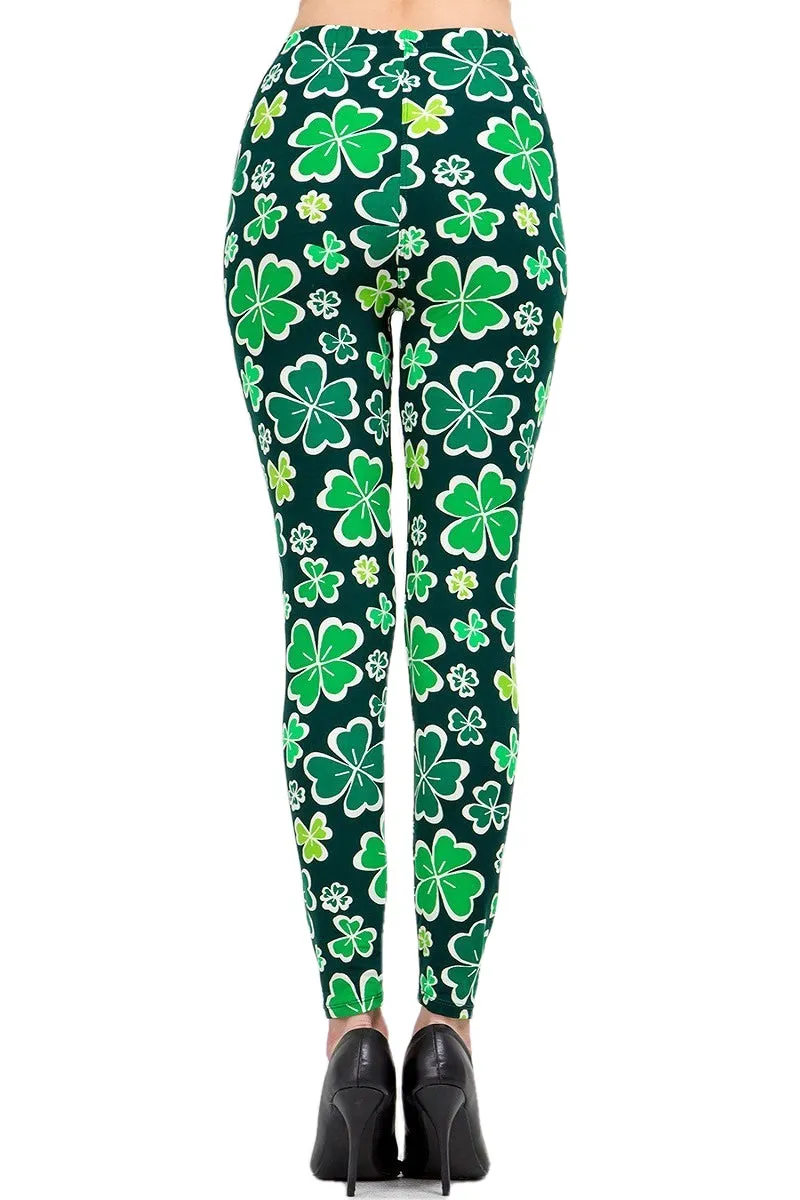 Women's XPlus ST. Patrick's Day Shamrock Clover Pattern Printed Leggings