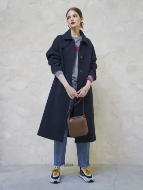 Wool Stitch Coat - Navy